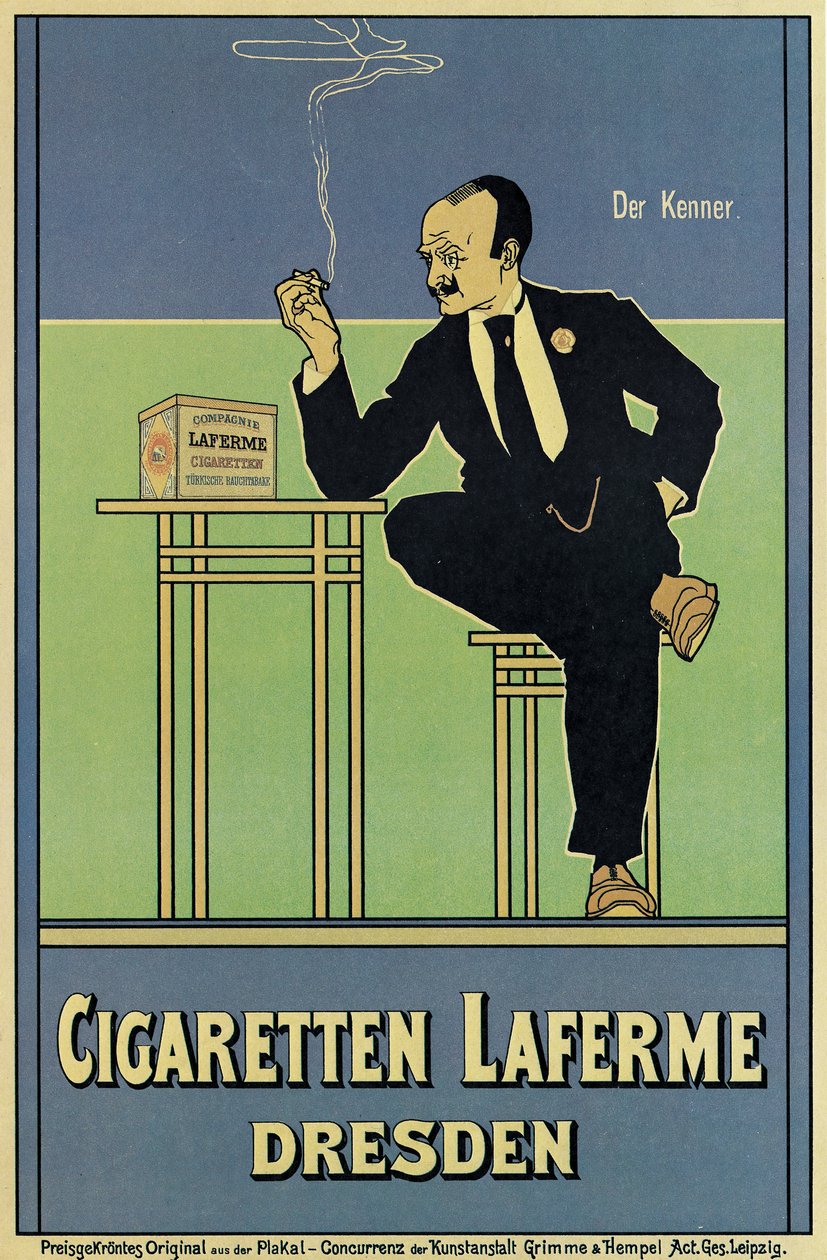 Plakat, das Laferme-Zigaretten bewirbt von German School