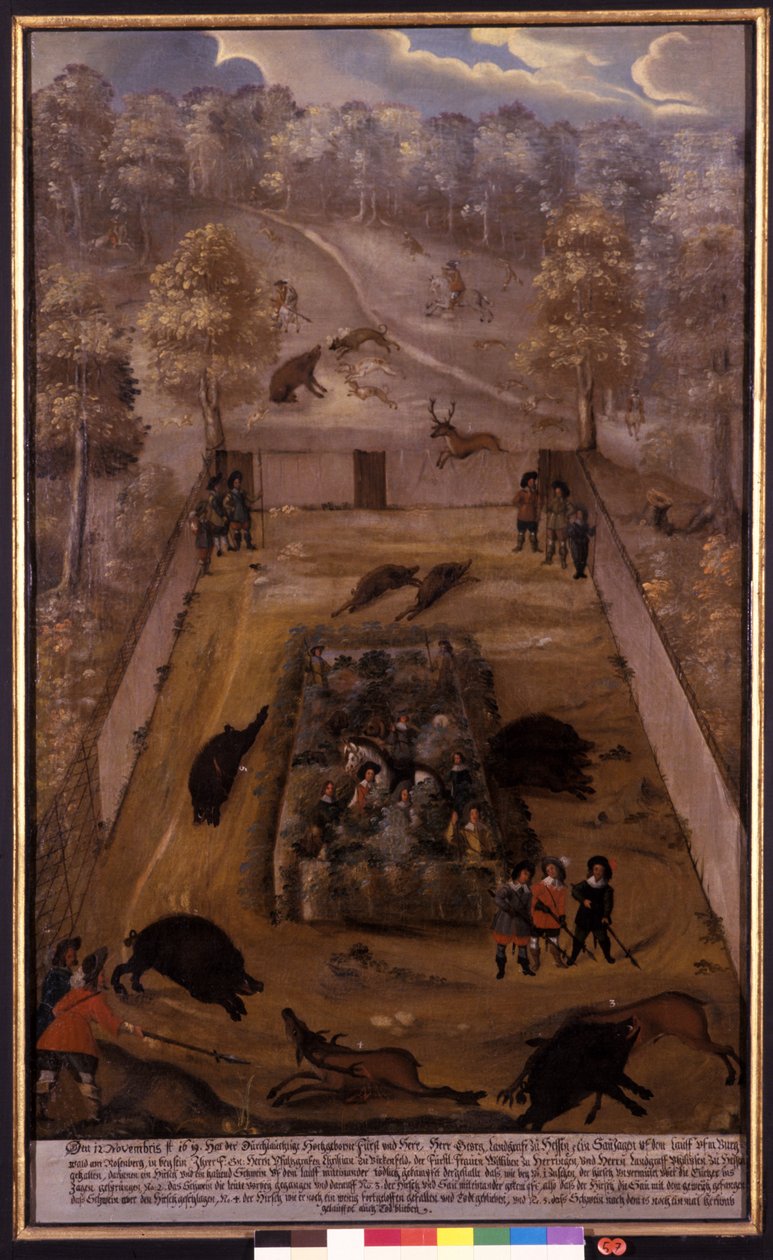 Die Wildschweinjagd, um 1619 von German School
