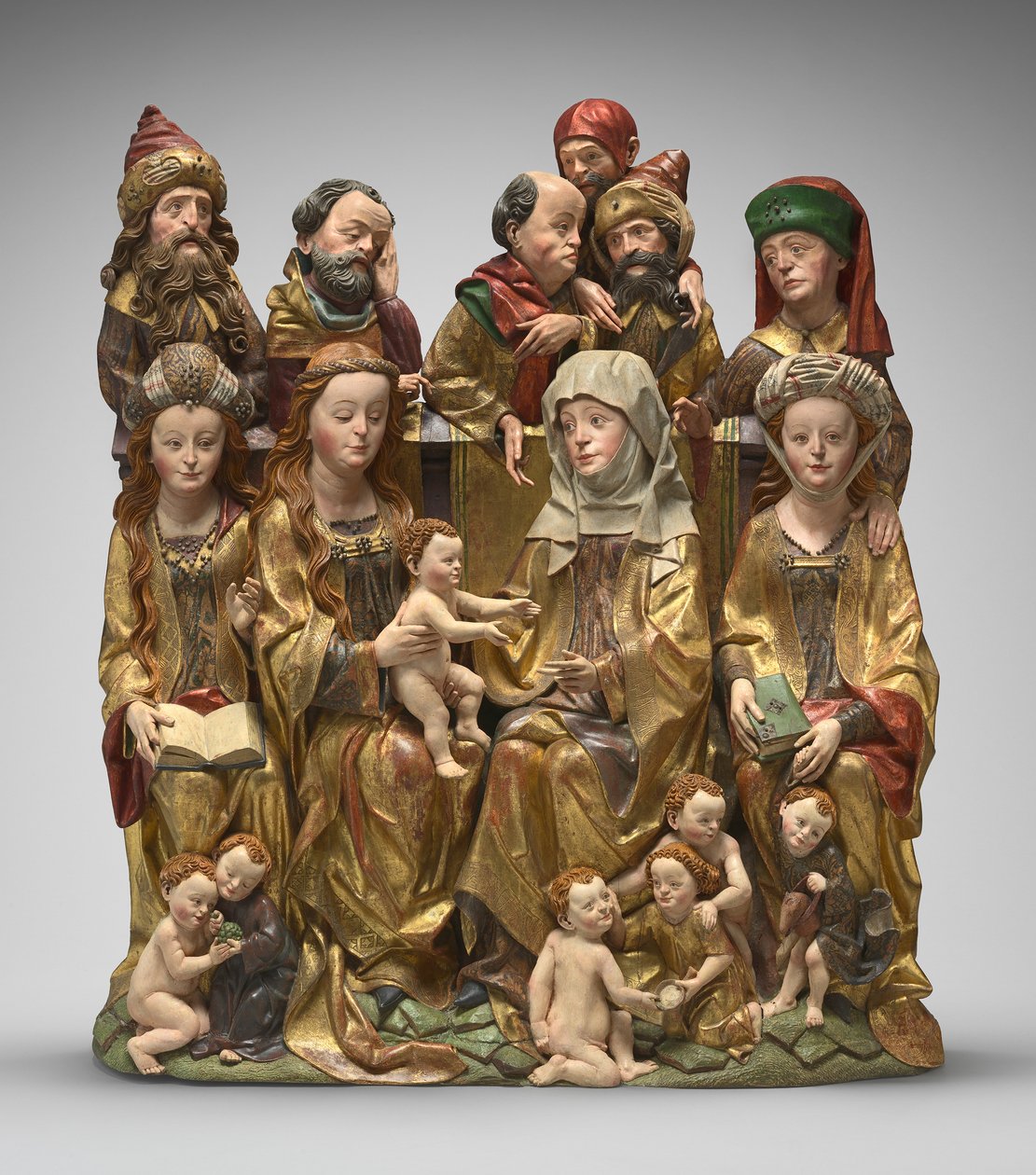 Die Heilige Sippe, ca. 1480-1490 (polychromiertes Holz) von German School