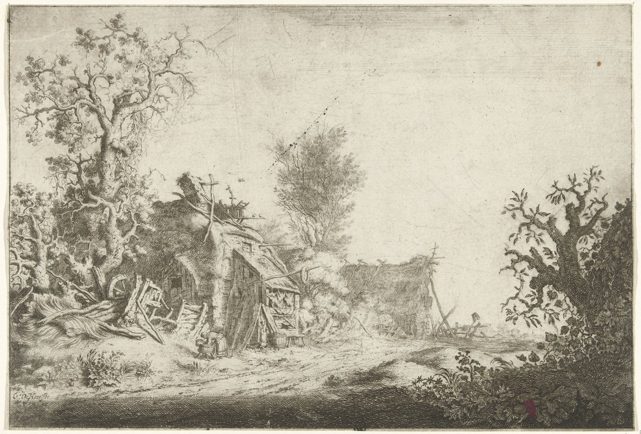 Landschaft mit verfallenen Bauernhöfen von Gerrit Adriaensz. de Heer