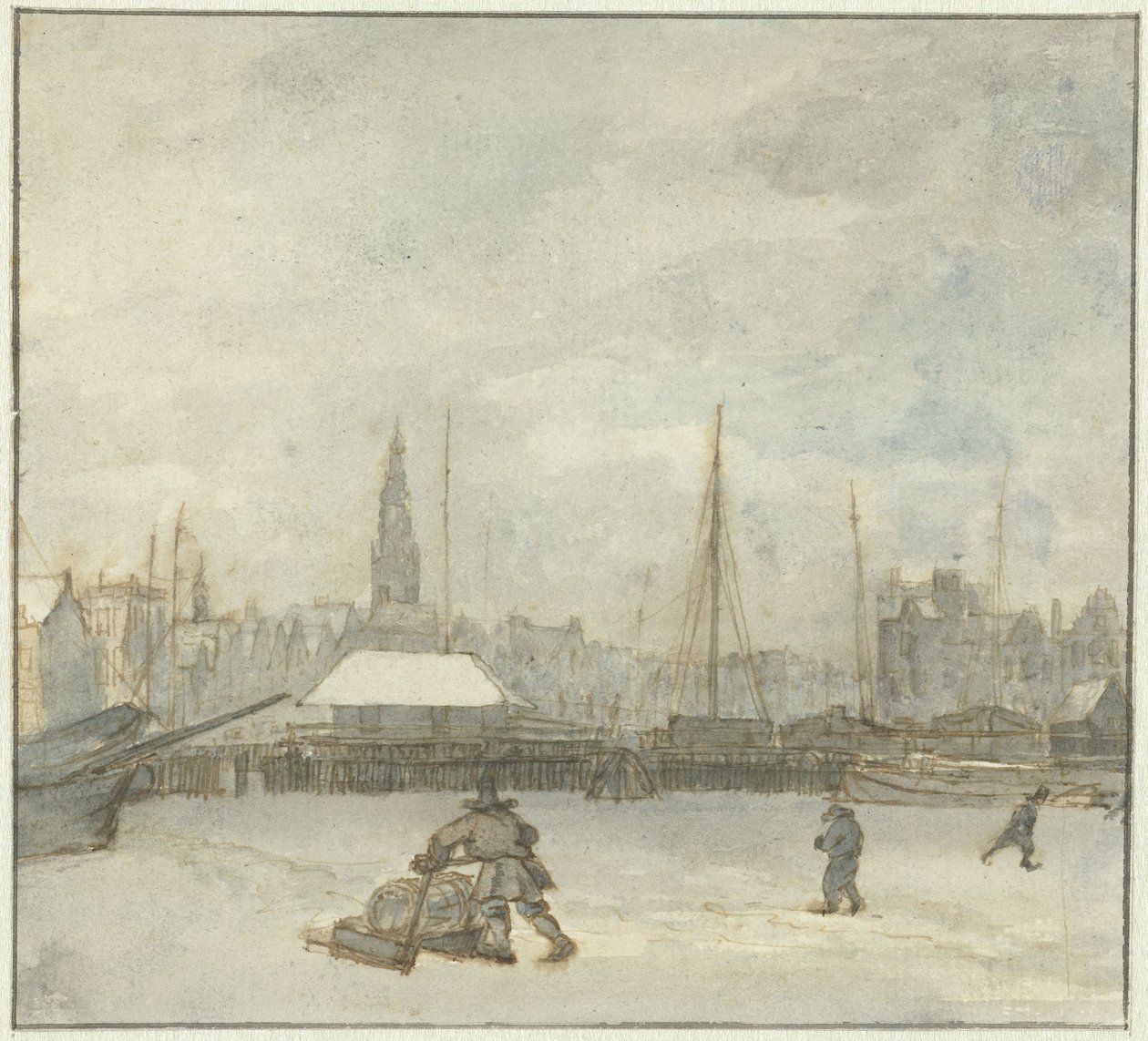 Winteransicht in Amsterdam von Gerrit Lamberts