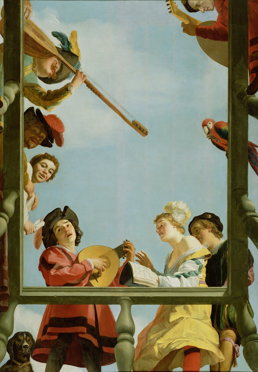 Musikgruppe auf einem Balkon von Gerrit van Honthorst