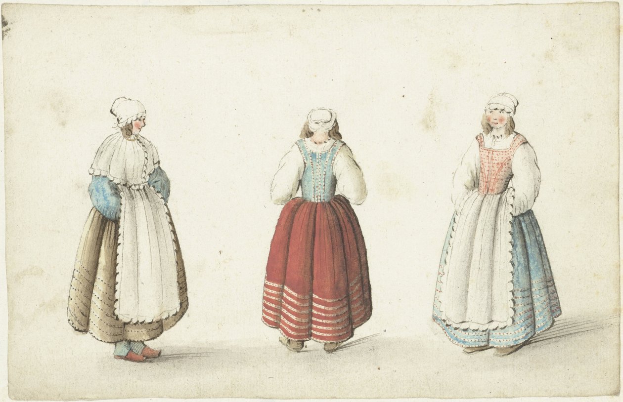 Drei stehende Frauen von Gesina ter Borch