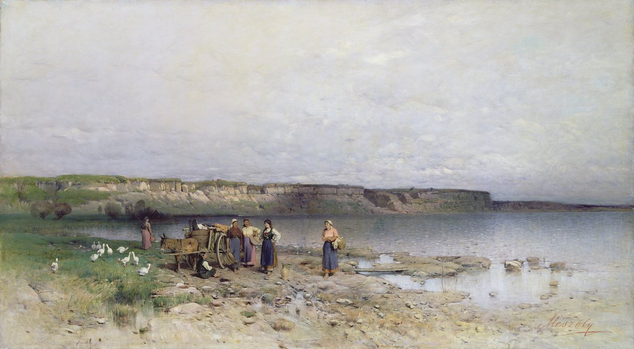 Der Balaton mit dem Ufer von Akarattya, 1885 von Geza Meszoly