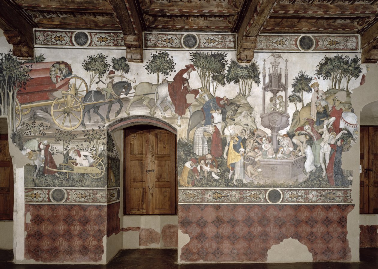 Der Lebensbrunnen, Detail der Reise zum Brunnen, 1418-30 von Giacomo Jaquerio