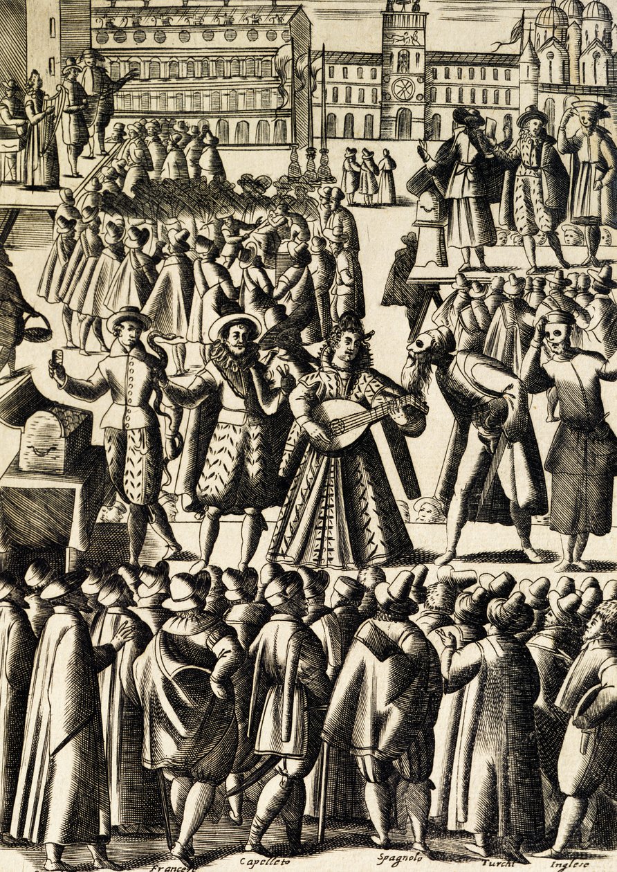 Scharlatane auf dem Markusplatz in Venedig von Giacomo Franco