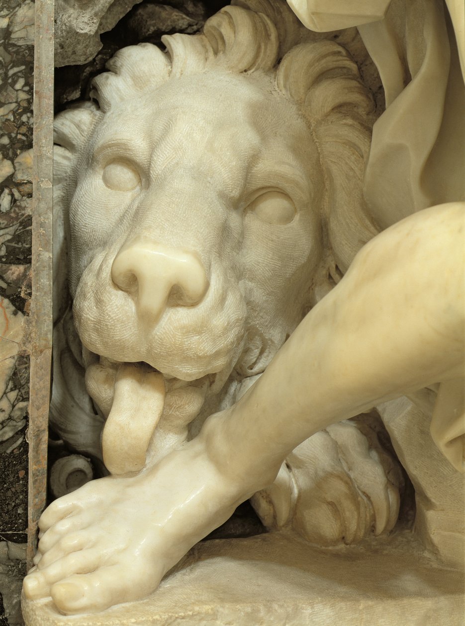 Ein Löwe leckt den Fuß von Daniel (Detail) von Gian Lorenzo Bernini