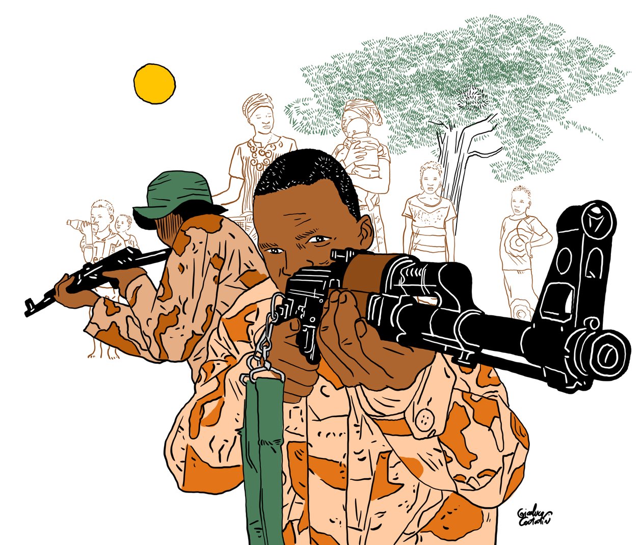 Militärisches Afrika, 2022 von Gianluca Costantini