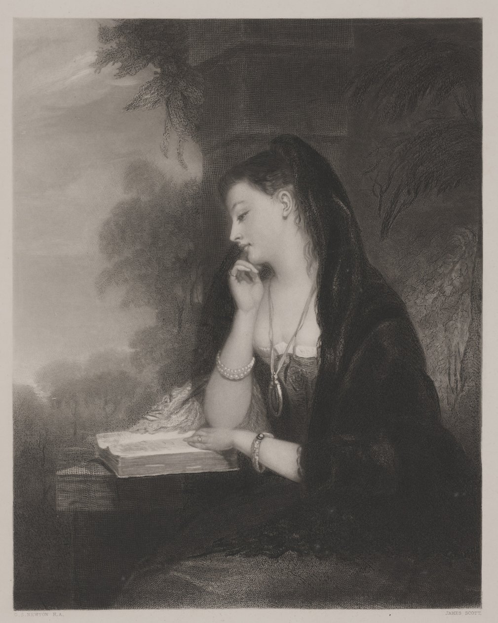 Der Nachdenkliche (Aquatinta) von Gilbert Stuart Newton