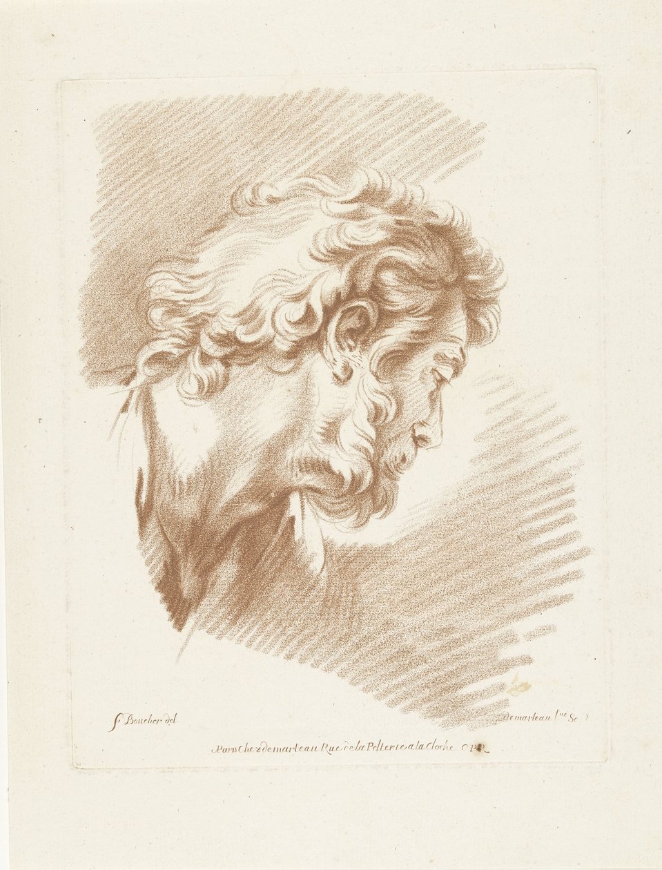 Kopf eines Mannes mit Bart nach rechts von Gilles Demarteau
