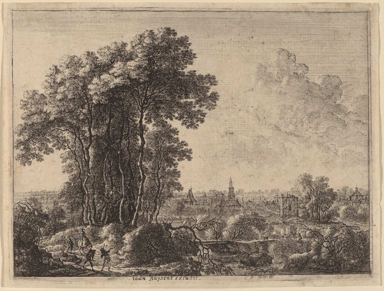 Landschaft mit Reiter und drei Reisenden von Gilles Neyts