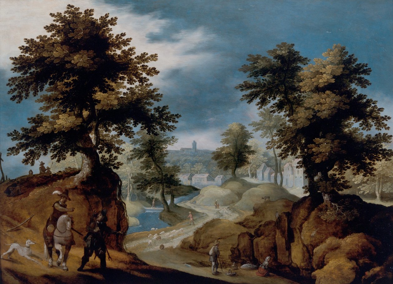 Landschaft mit Figuren von Gillis van III Coninxloo