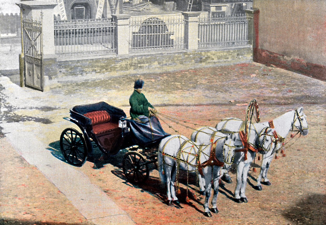 Eine dreispännige Troika im Sommer, Russland, um 1890 von Gillot