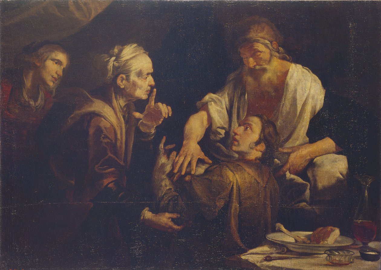 Isaak segnet Jakob, 1640er Jahre von Gioacchino Assereto