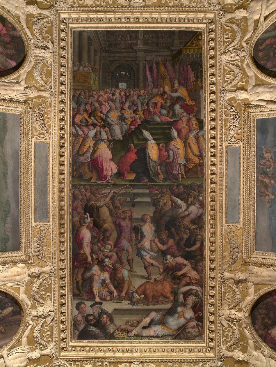 Clemens VII. krönt Karl V. in San Petronio in Bologna von Giorgio Vasari