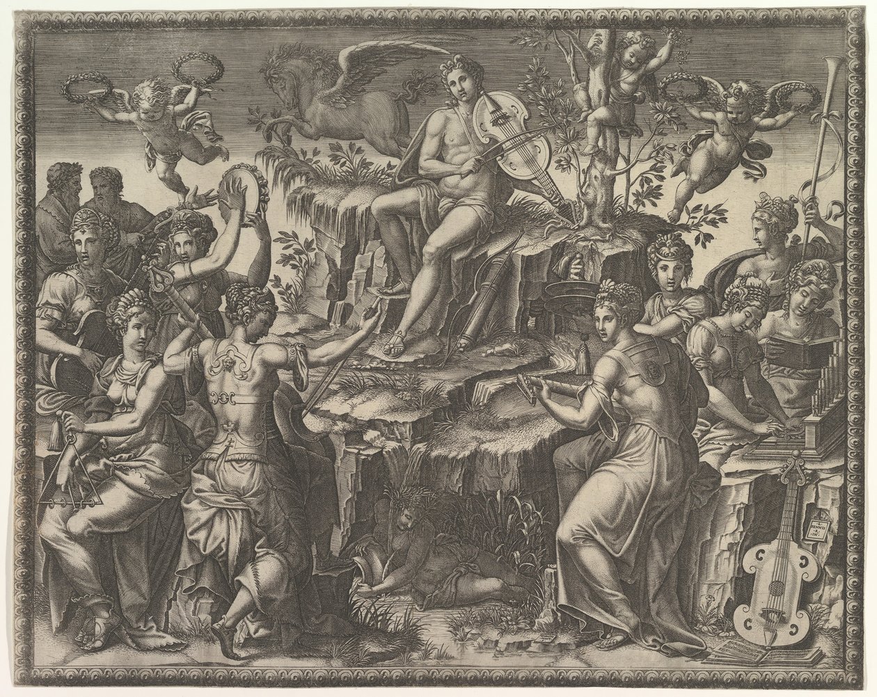 Apollo und die Musen, ca. 1557 von Giorgio Ghisi