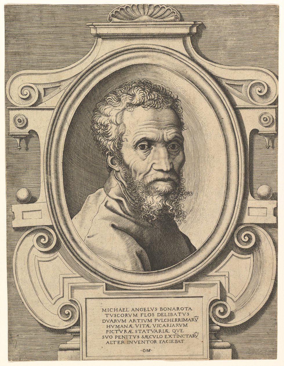 Porträt von Michelangelo von Giorgio Ghisi