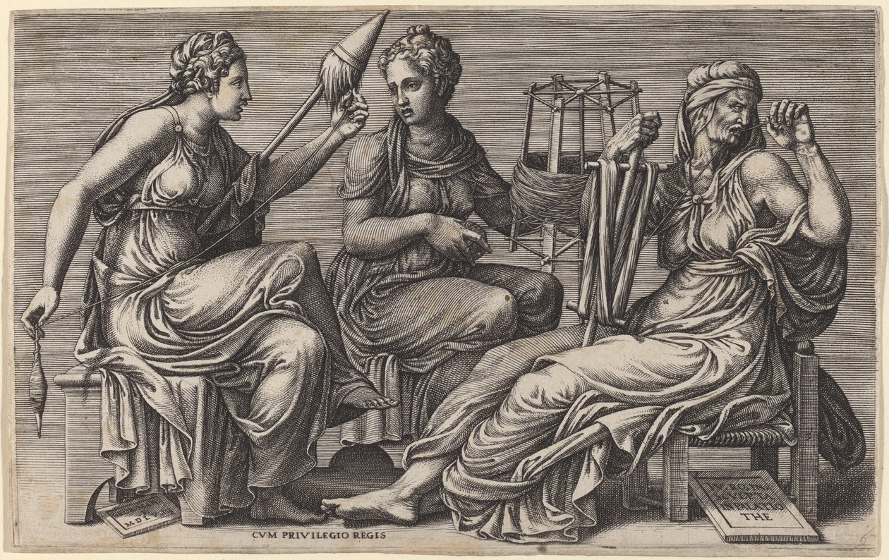 Die drei Schicksalsgöttinnen von Giorgio Ghisi after Giulio Romano