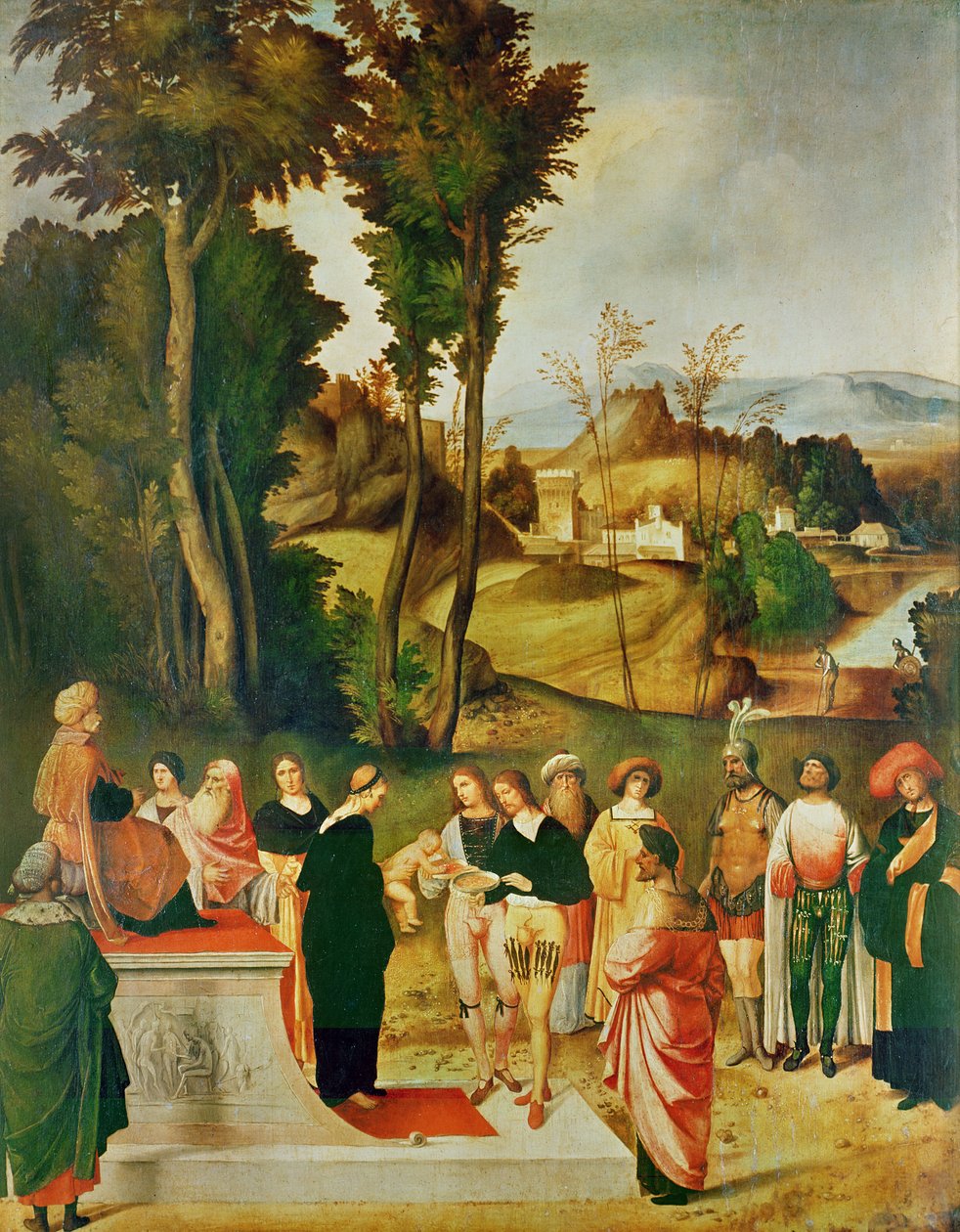Moses wird vom Pharao geprüft, ca. 1502-05 von Giorgione da Castelfranco