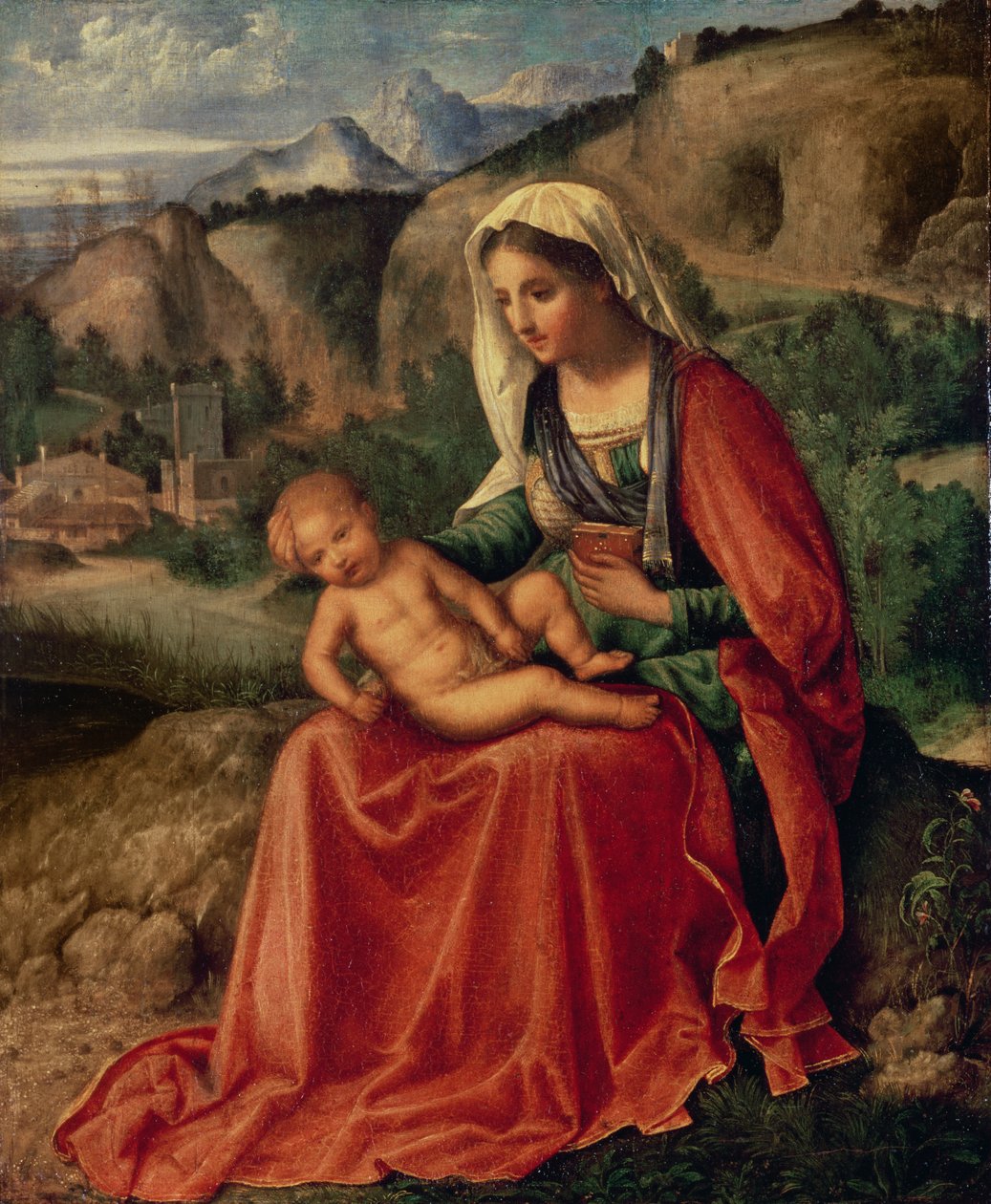 Jungfrau und Kind in einer Landschaft, ca. 1503 von Giorgione da Castelfranco