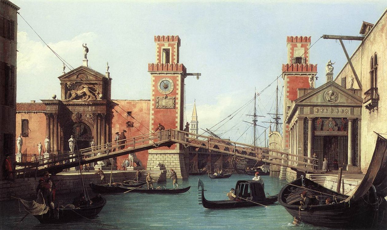 Ansicht des Eingangs zum Arsenal von Giovanni Antonio Canal