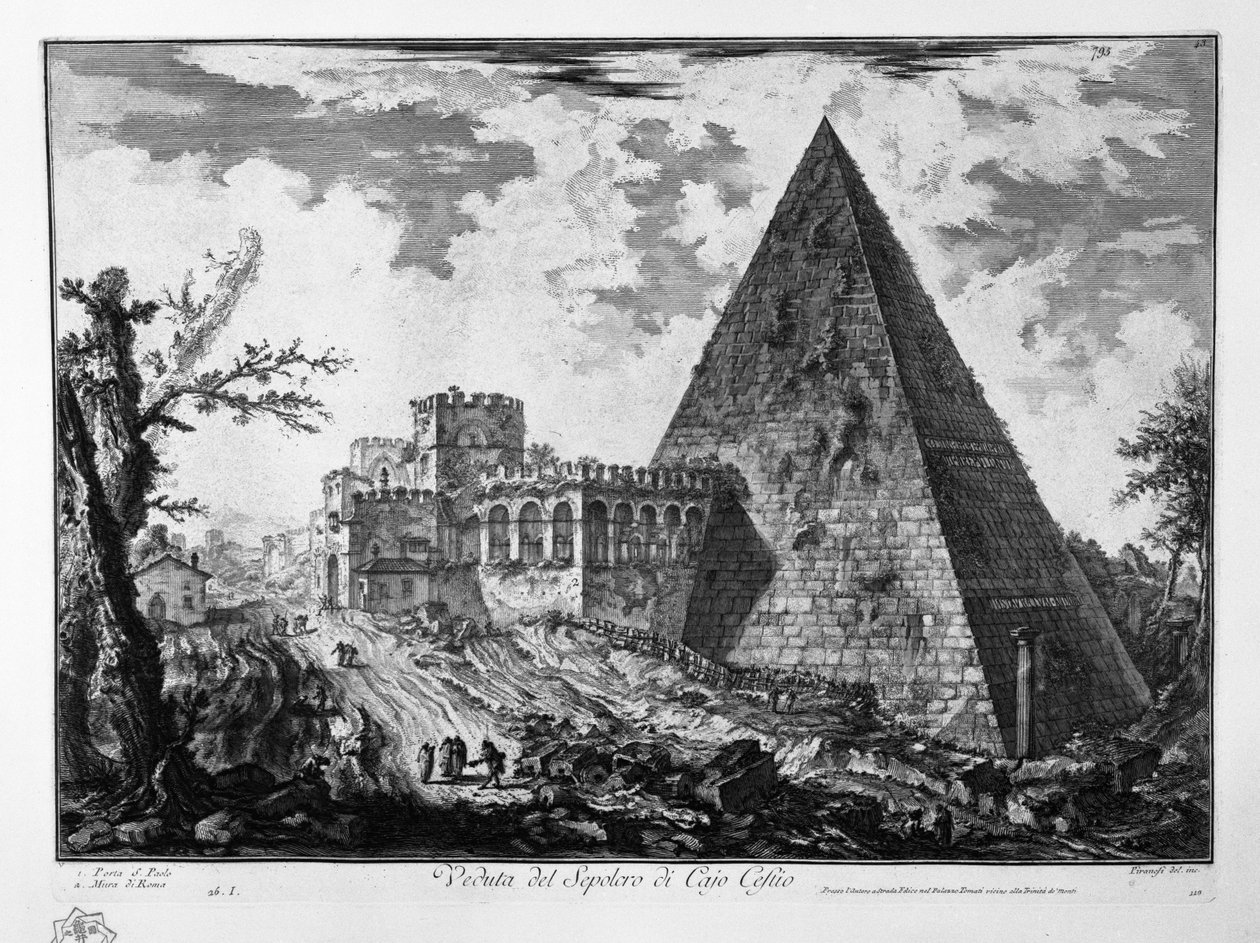 Ansicht des Grabmals von Cajo Cestio von Giovanni Battista Piranesi