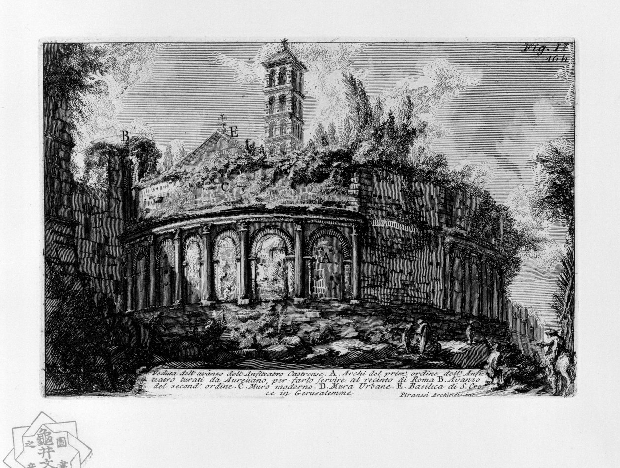 Ansicht des Überrests des Castrense-Amphitheaters von Giovanni Battista Piranesi