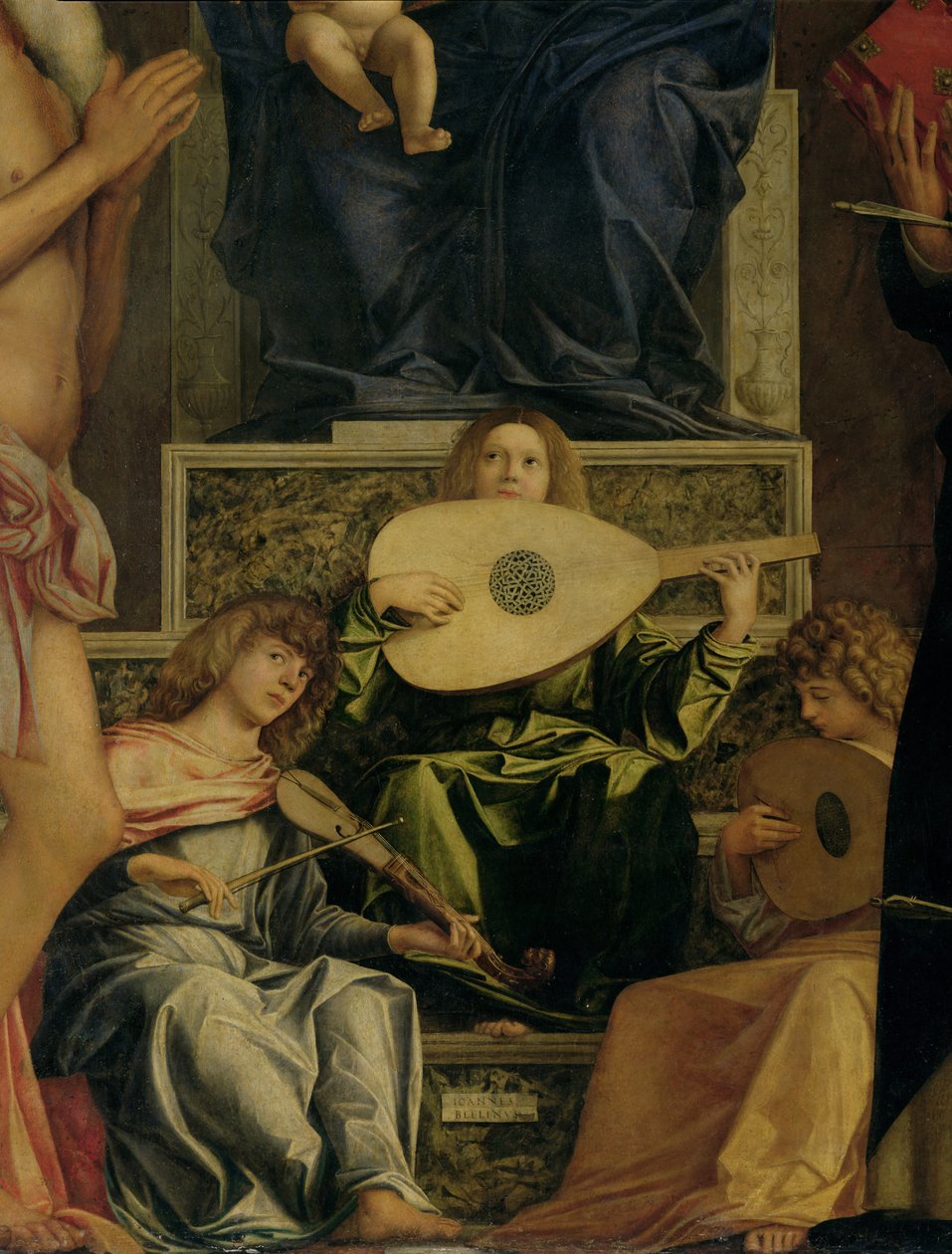Das San Giobbe Altarbild, Detail der musizierenden Engel, ca. 1487 Öl auf Holz (Detail) von Giovanni Bellini