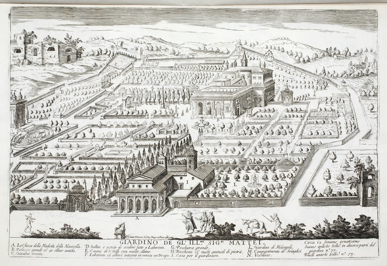 Ansicht der Gärten der Villa Mattei von Giovanni Domenico de