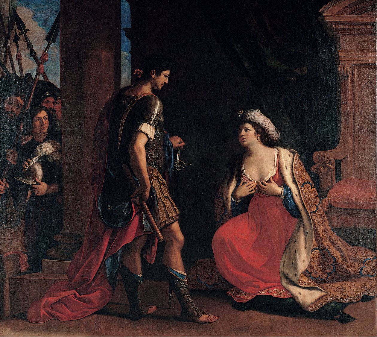 Kleopatra und Octavian von Giovanni Francesco Barbieri
