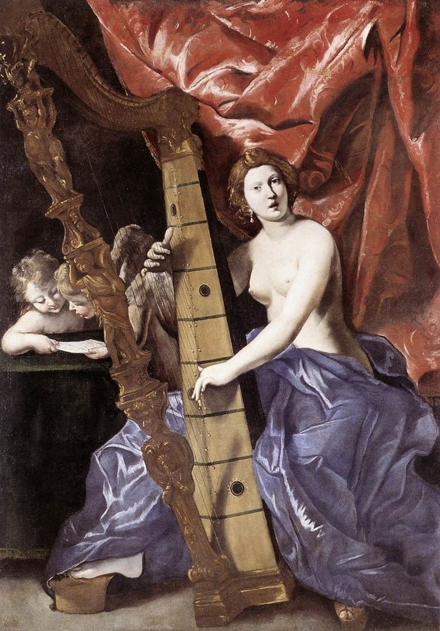 Venus, die Harfe spielt (Die Musik) von Giovanni Lanfranco