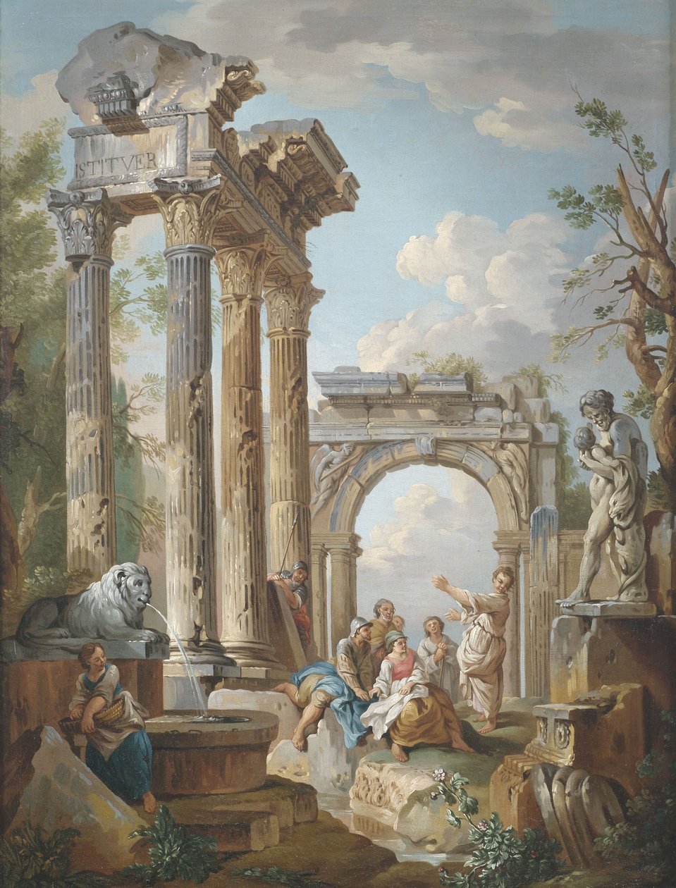 Predigt eines Apostels in römischen Ruinen von Giovanni Paolo Pannini