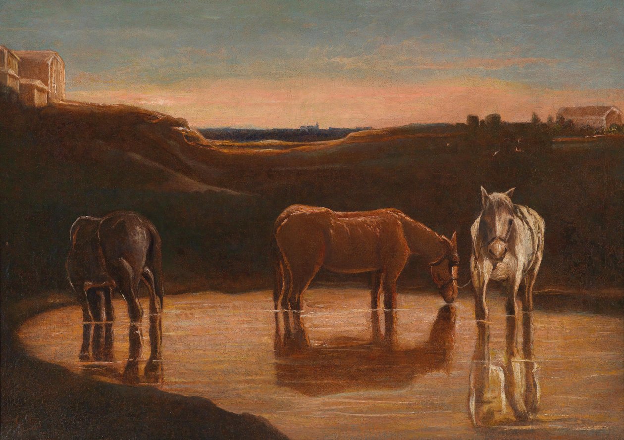 Pferde am Furt von Giovanni Segantini