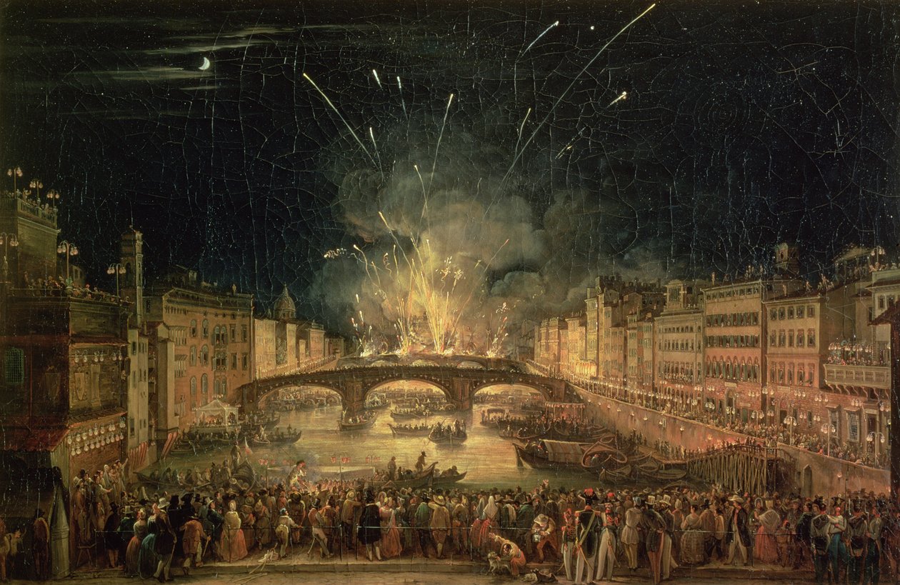 Feuerwerk über dem Fluss Arno von Giovanni Signorini