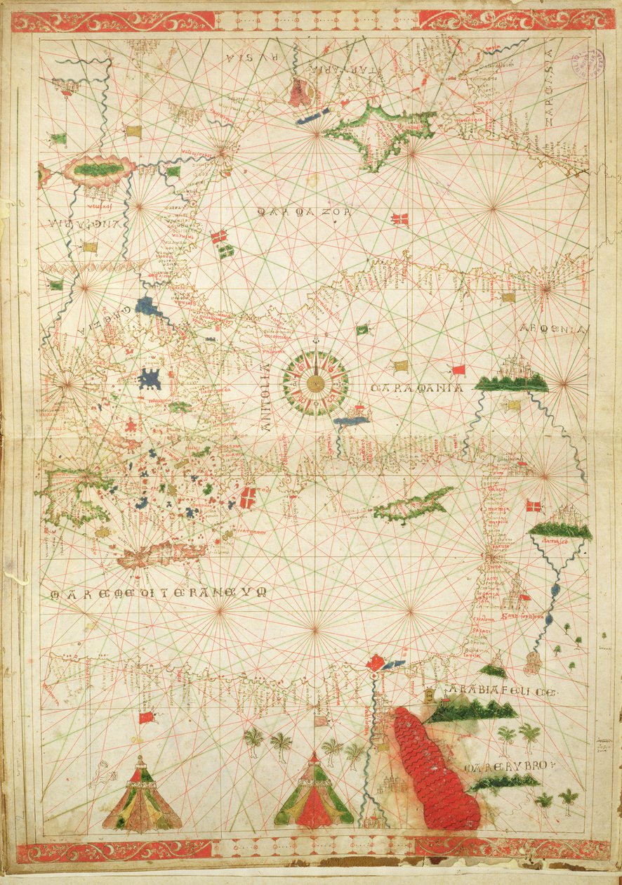 Das östliche Mittelmeer, aus einem nautischen Atlas, 1520 von Giovanni Xenodocus da Corfu