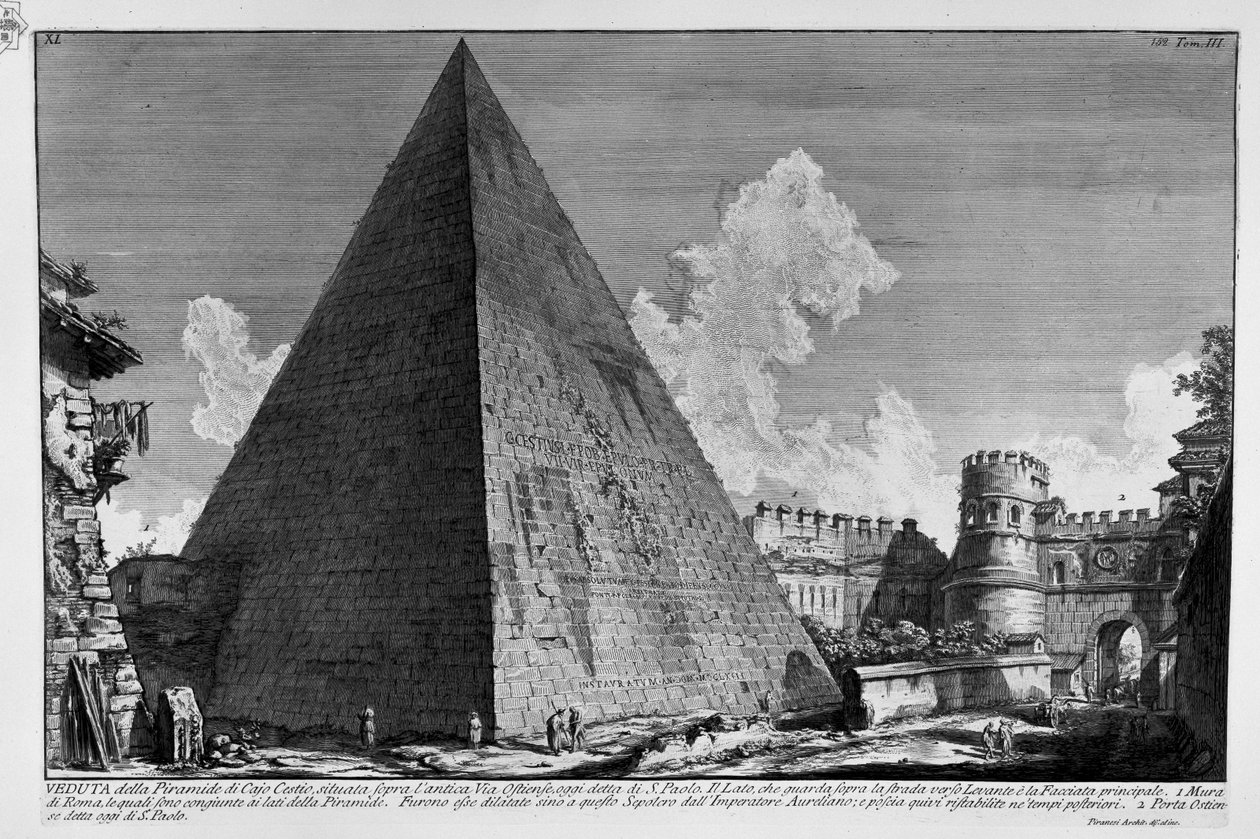 Pyramide des Caius Cestius von Giovanni Battista Piranesi
