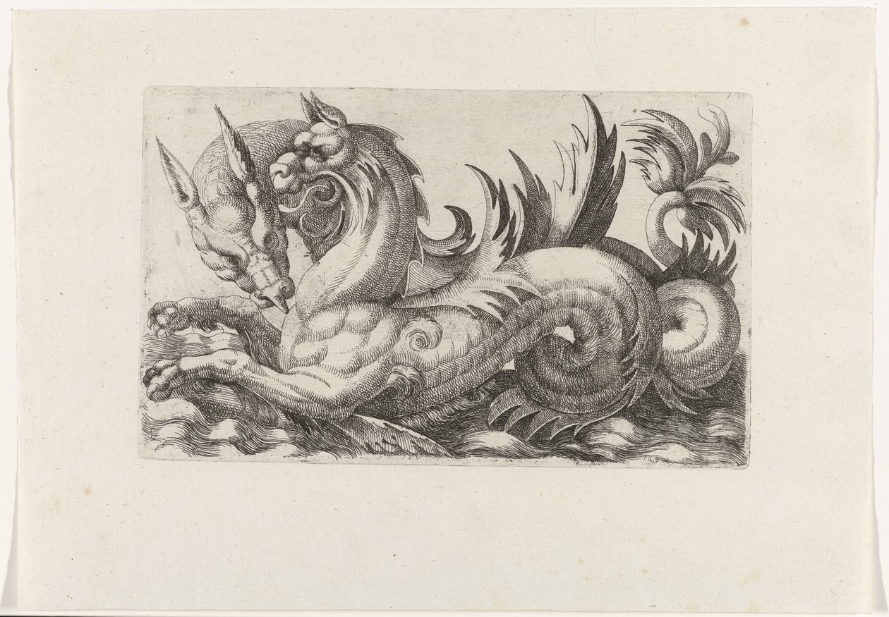 Zwei Seemonster von Giovanni Andrea Maglioli