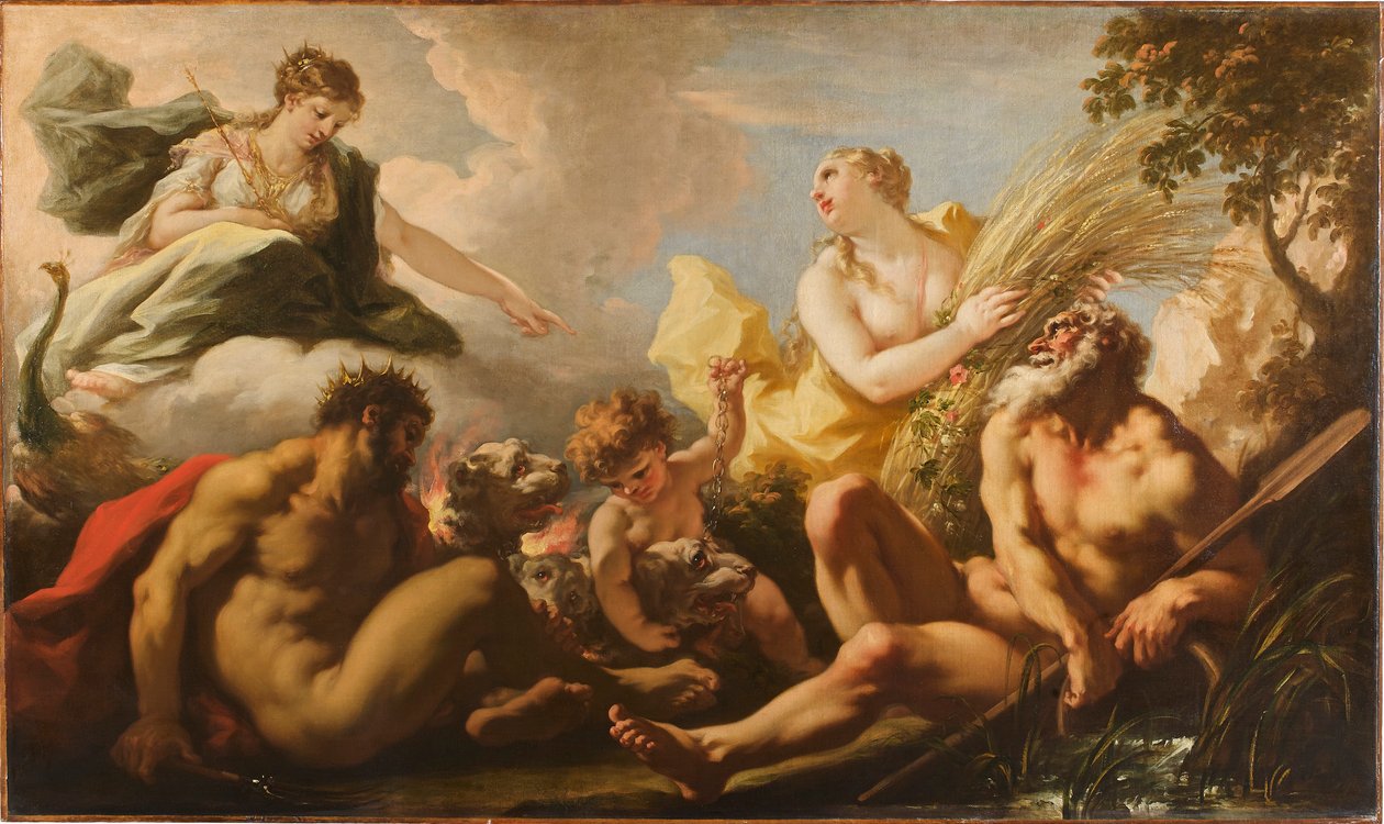 Die vier Elemente des Brauens, 1717 von Giovanni Antonio Pellegrini