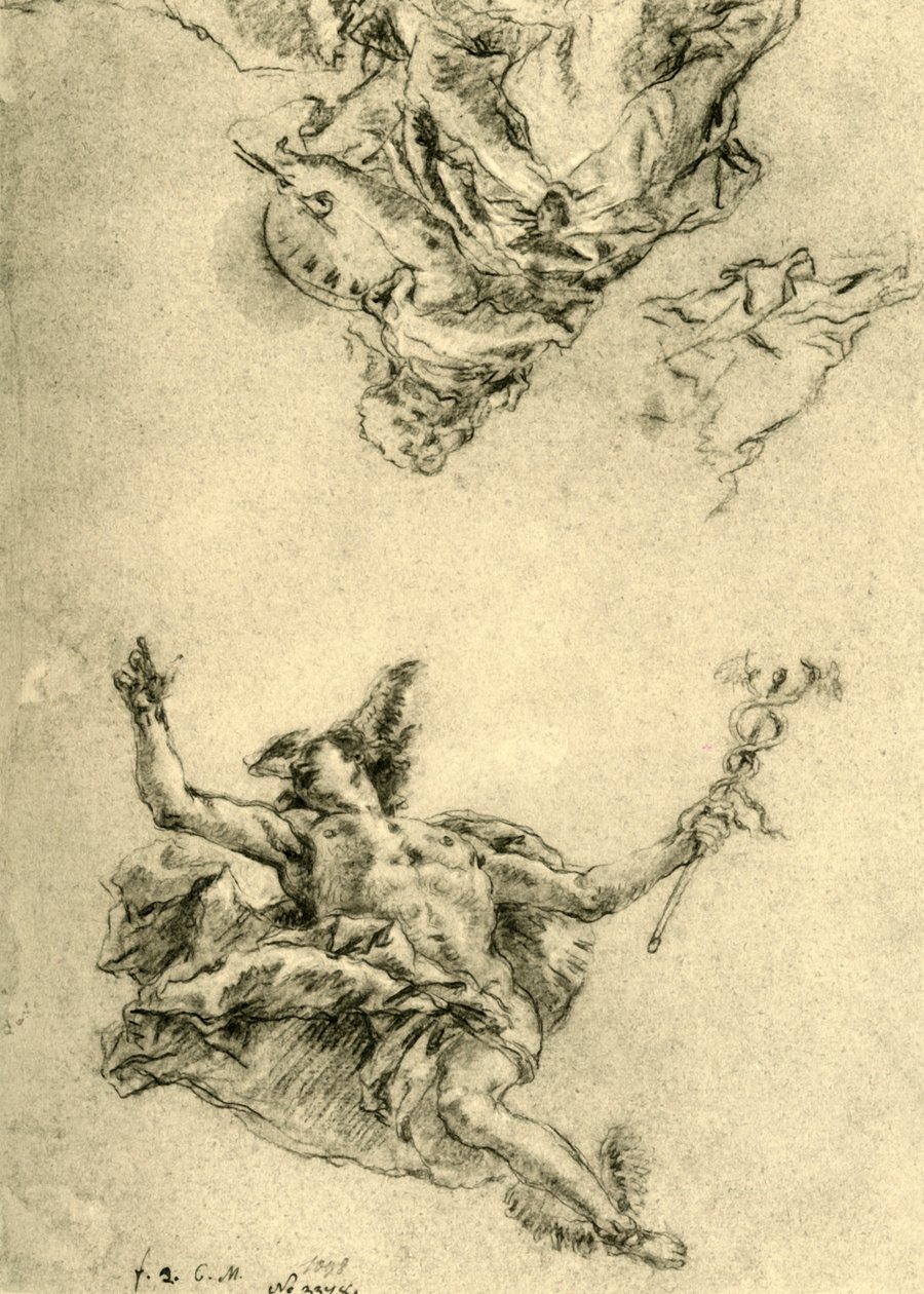 Merkur und Malerei, 1752-1753, 1928 von Giovanni Battista Tiepolo