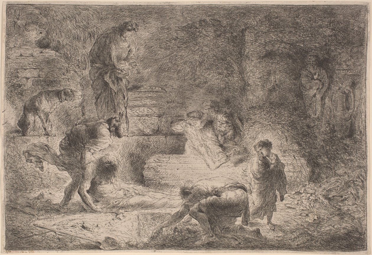 Tobit begräbt die Toten von Giovanni Benedetto Castiglione
