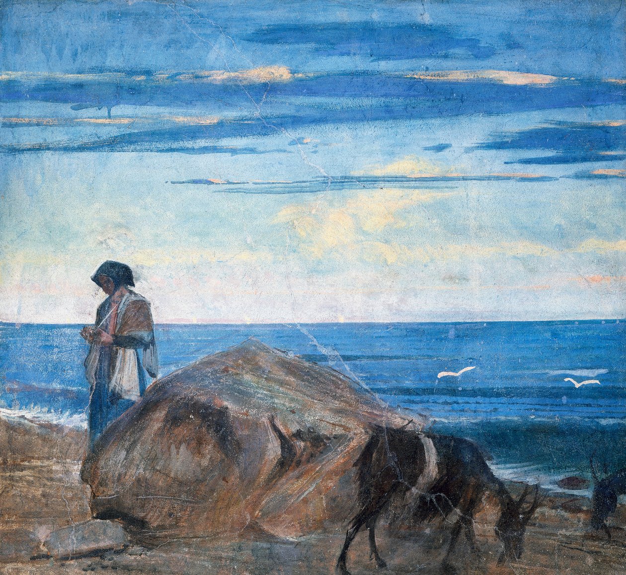 Ziegenhirte am Meer von Giovanni Boldini