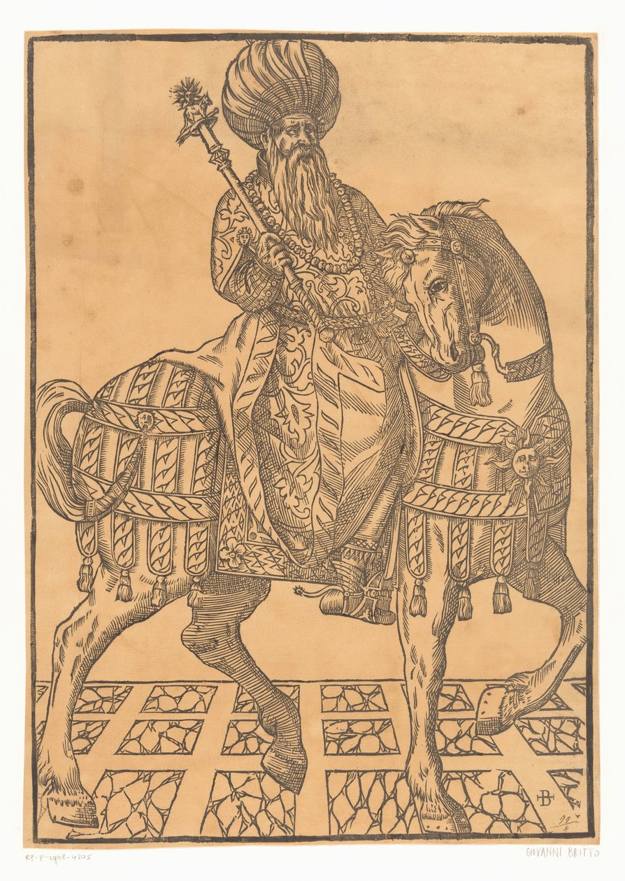 Mann mit Turban auf einem Pferd von Giovanni Britto