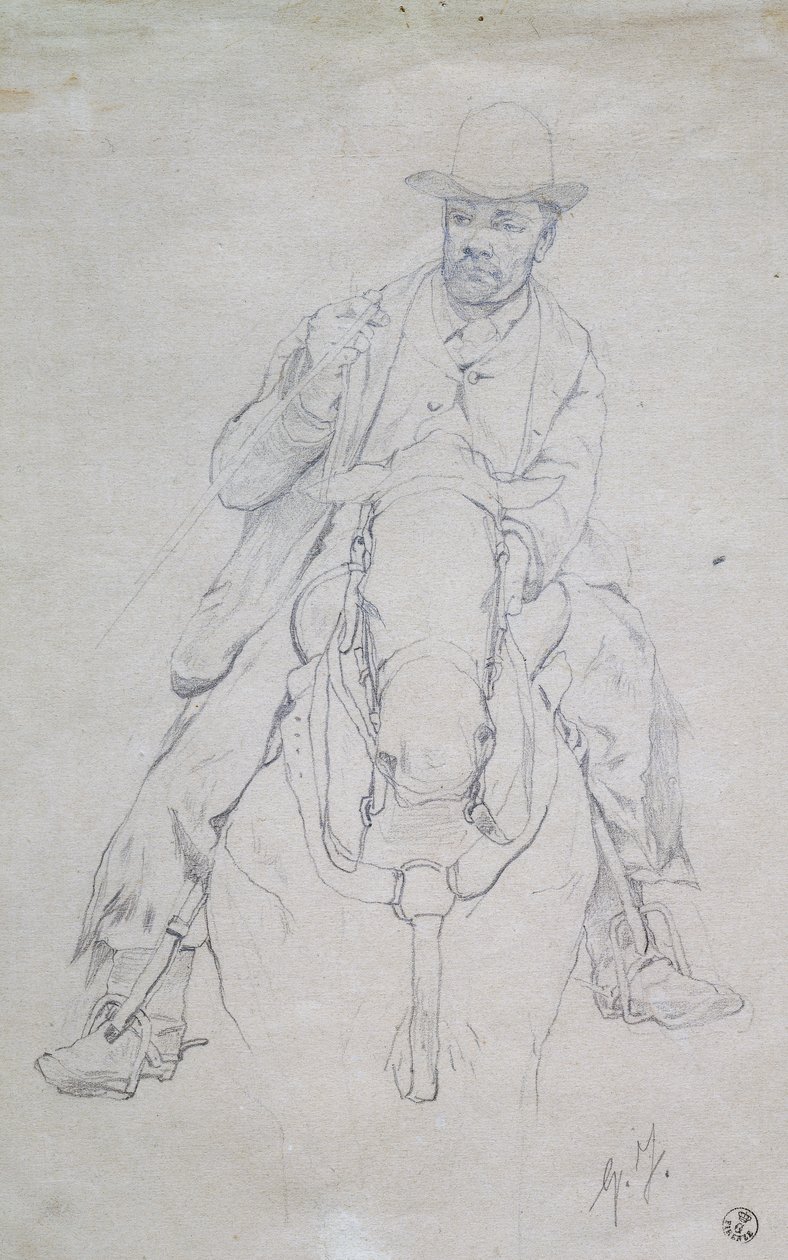 Buttero zu Pferd (toskanischer Cowboy) von Giovanni Fattori