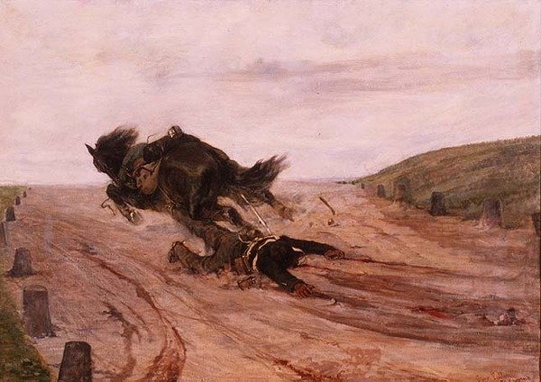 Mann vom Steigbügel erfasst von Giovanni Fattori