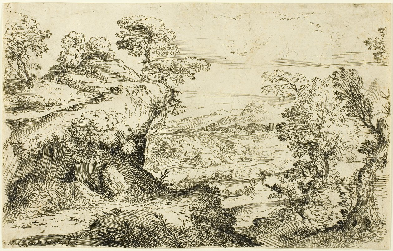 Zwei Männer auf einem Berggipfel von Giovanni Francesco Grimaldi
