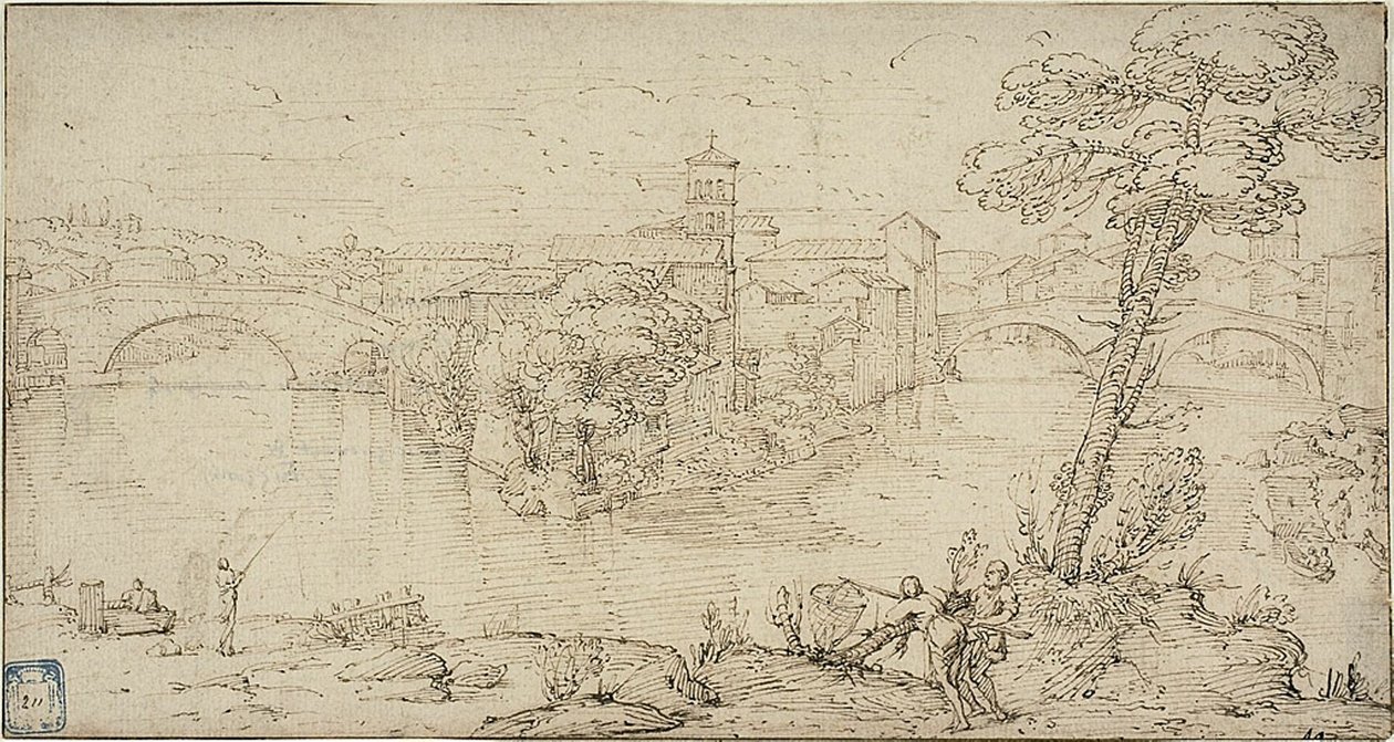 Blick auf Isola Tiberina von Giovanni Francesco Grimaldi
