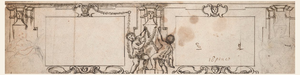 Entwurf für geschnitzte Paneele von Giovanni Francesco Romanelli