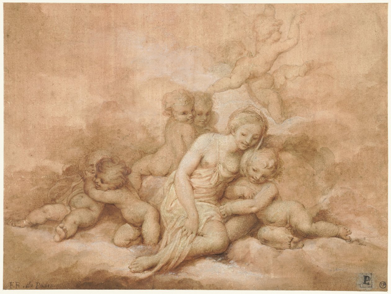 Frau mit Kindern von Giovanni Francesco Romanelli