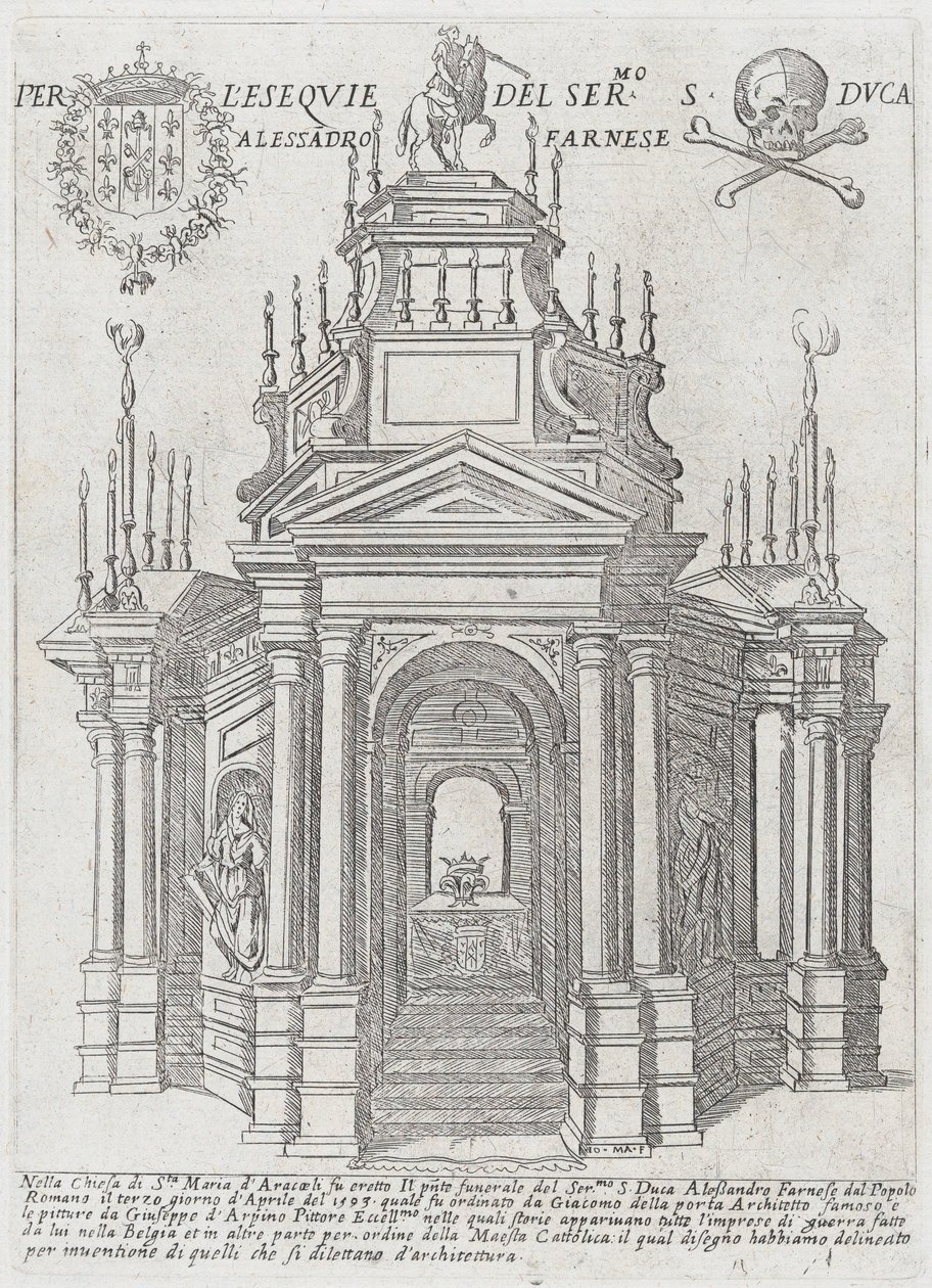 Katafalk für Herzog Alessandro Farnese, 1593 von Giovanni Maggi