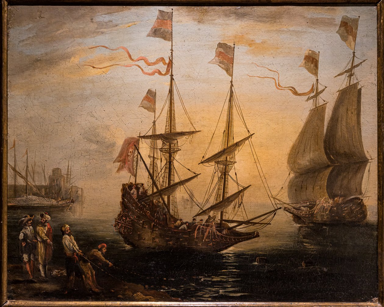 Marina und zwei Segelschiffe von Giovanni Signorini